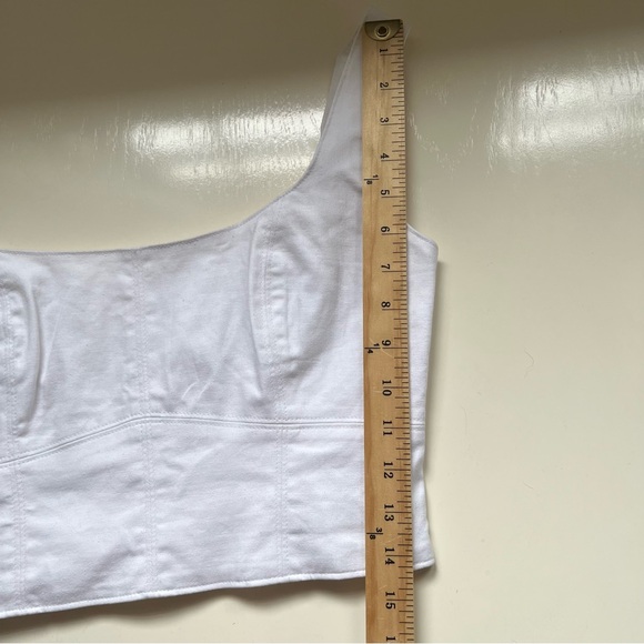 Banana Republic Crop Top Corset Bustier Square Neck  Linen Smocked White Size 4 - Picture 8 of 8